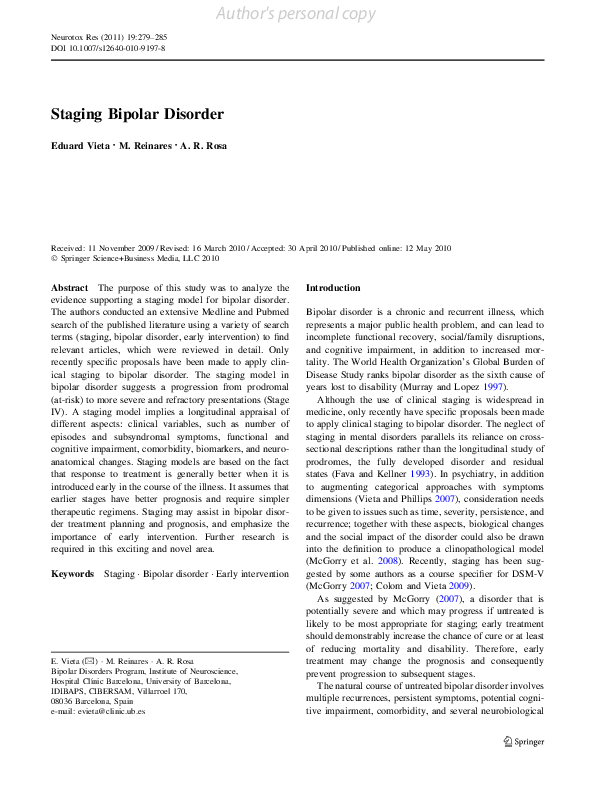 (PDF) Staging Bipolar Disorder