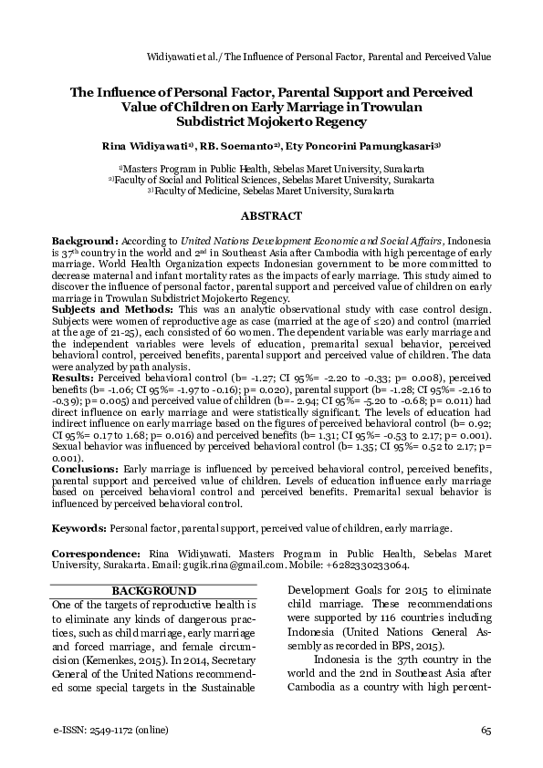 (PDF) The Influence of Personal Factor, Parental Support and Perceived ...