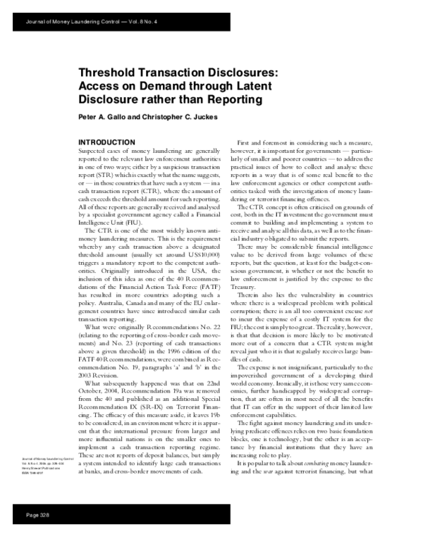 (PDF) Threshold transaction disclosures: access on demand through ...