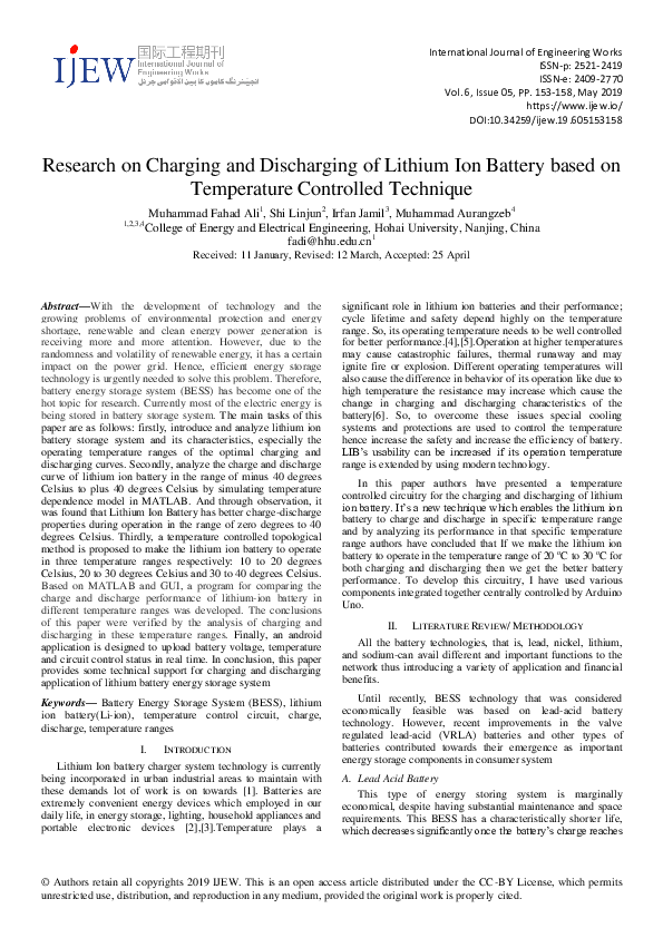 (PDF) Research on Charging and Discharging of Lithium Ion Battery based ...