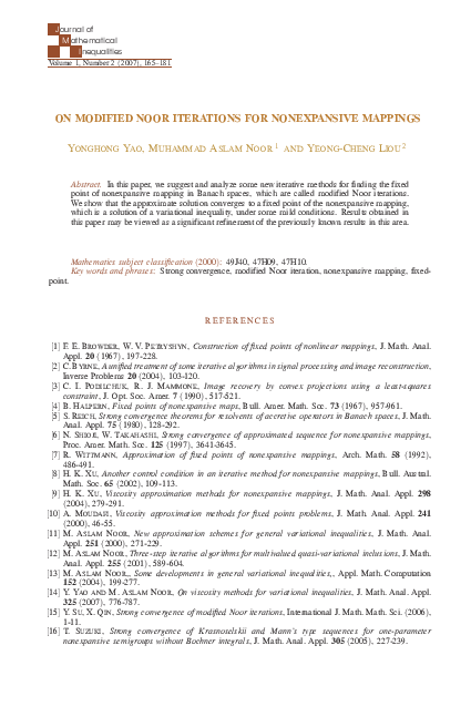 (PDF) On modified Noor iterations for nonexpansive mappings