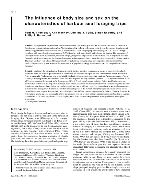 (PDF) The influence of body size and sex on the characteristics of ...