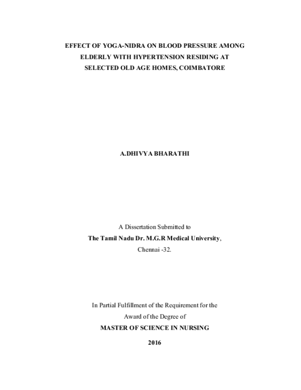 (PDF) Effect of Yoga-nidra on Blood Pressure among Elderly with ...