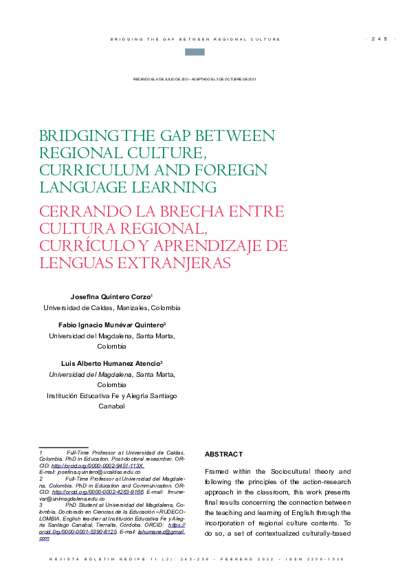 (PDF) Bridging the gap between regional culture, curriculum and foreign ...