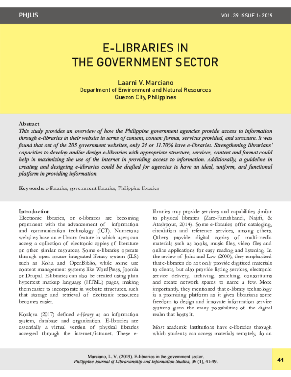 (PDF) E-Libraries in the Government Sector