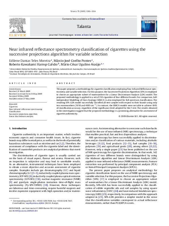 (PDF) Near infrared reflectance spectrometry classification of ...