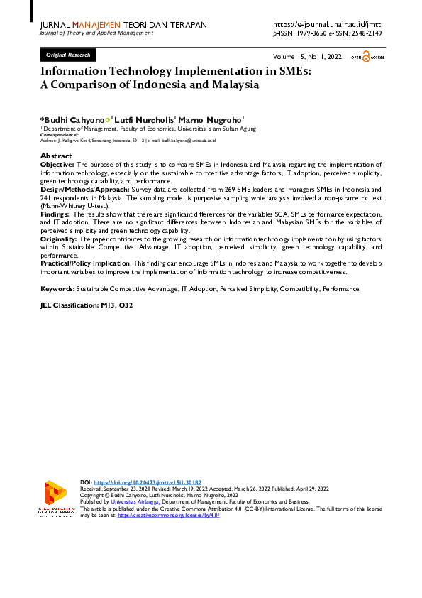 (PDF) Information Technology Implementation in SMEs: A Comparison of ...