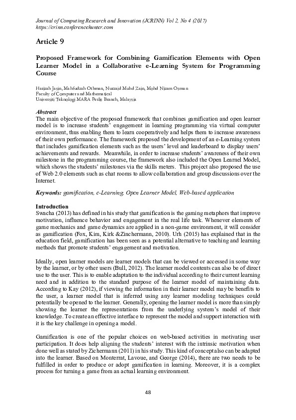 (PDF) Proposed Framework for Combining Gamification Elements with Open ...