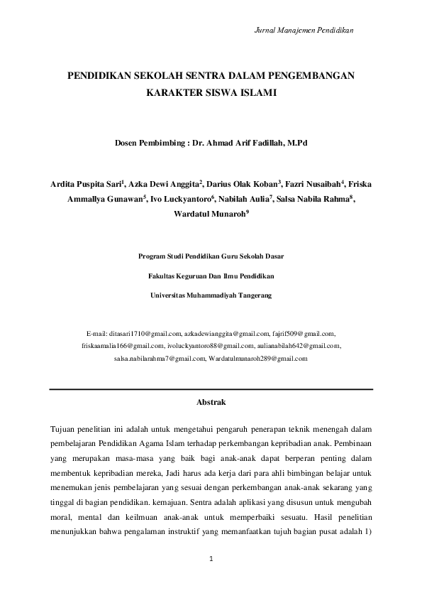 (PDF) Artikel Jurnal Manajemen Pendidikan
