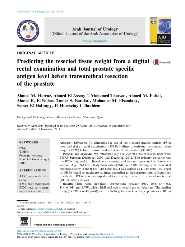 (PDF) Predicting the resected tissue weight from a digital rectal ...