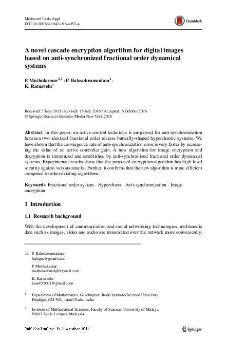 (PDF) A novel cascade encryption algorithm for digital images based on ...