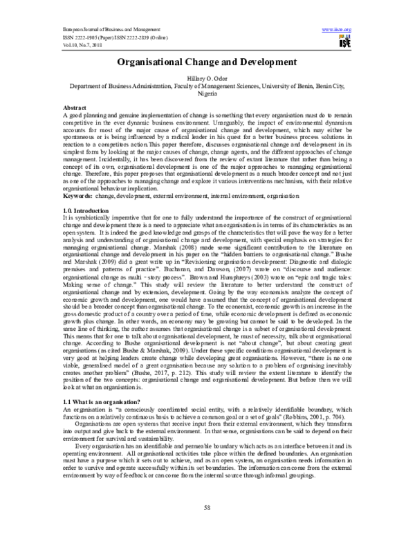 (PDF) Organisational Change and Development
