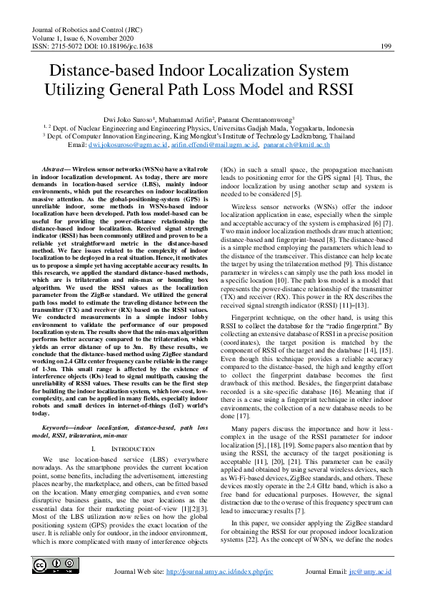 (PDF) Distance-based Indoor Localization using Empirical Path Loss ...