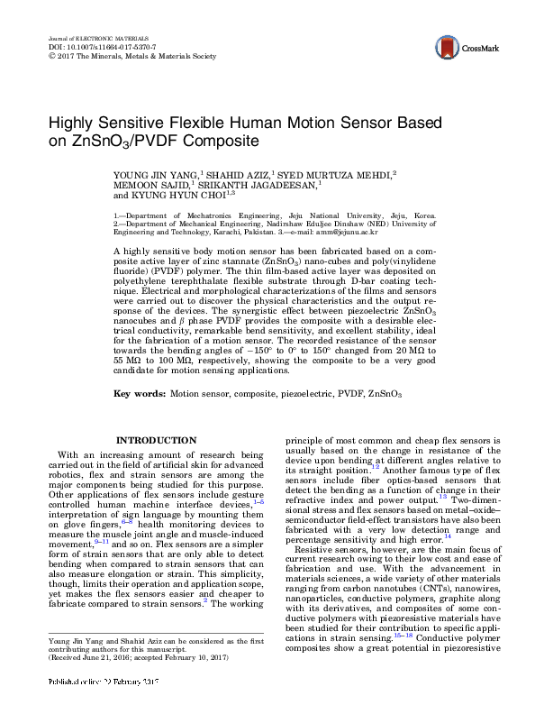 (PDF) Highly Sensitive Flexible Human Motion Sensor Based on ZnSnO3 ...