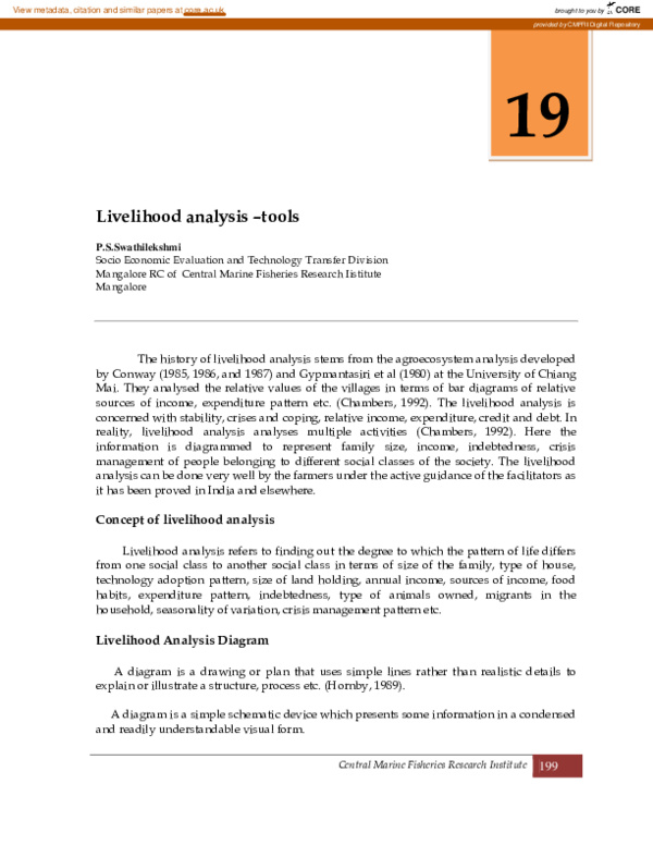 (PDF) Livelihood analysis –tools