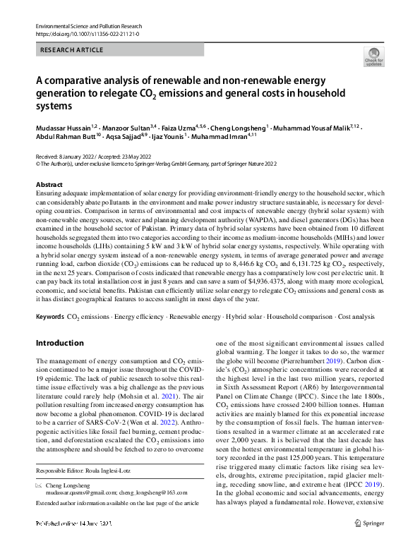 (PDF) A comparative analysis of renewable and non-renewable energy ...