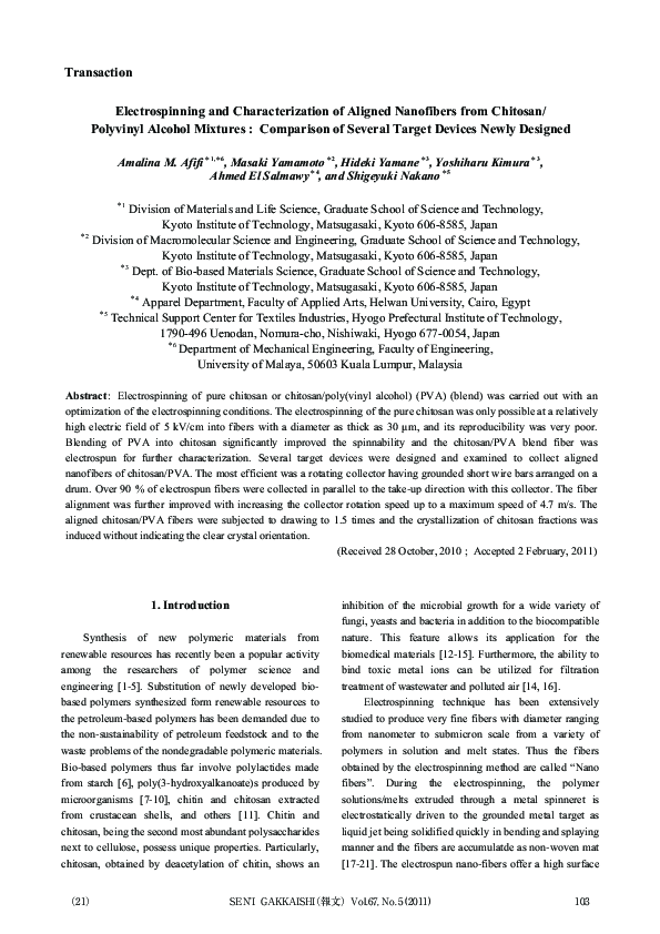 (PDF) Electrospinning and Characterization of Aligned Nanofibers from ...