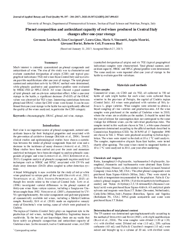 (PDF) Phenol composition and antioxidant capacity of red wines produced ...