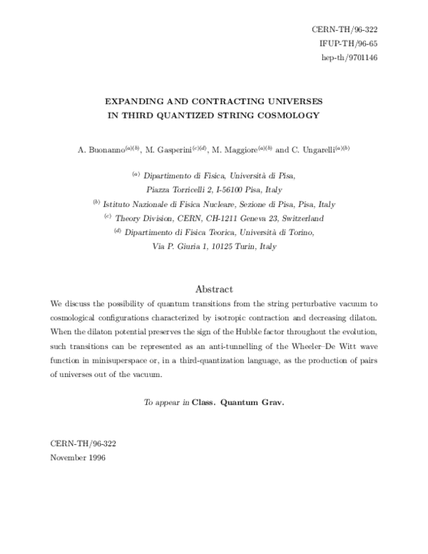 (PDF) Expanding and contracting universes in third quantized string ...