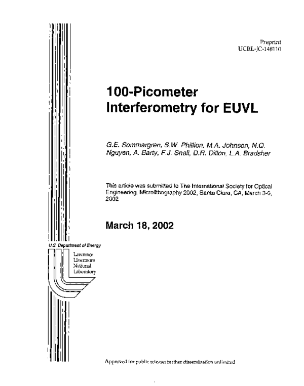 (PDF) 100-picometer interferometry for EUVL