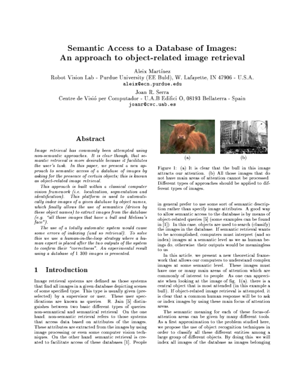 (PDF) Semantic access to a database of images: an approach to object ...