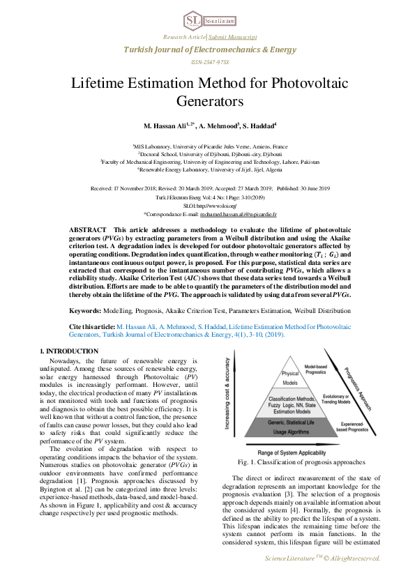 (PDF) Lifetime Estimation Method for Photovoltaic Generators