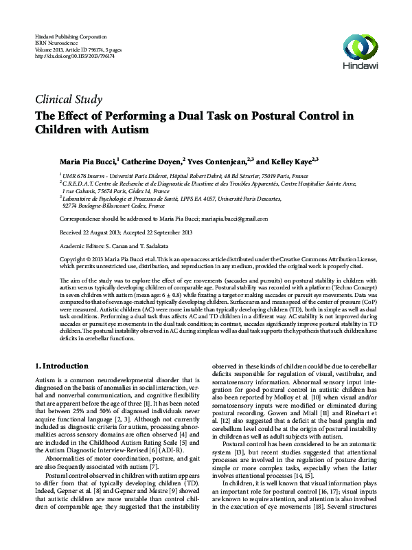 (PDF) The Effect of Performing a Dual Task on Postural Control in ...