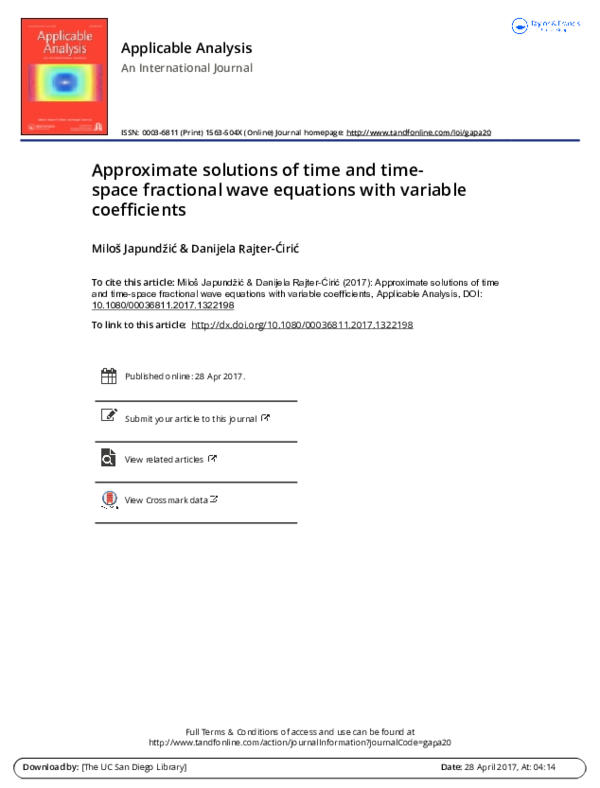 (PDF) Approximate solutions of time and time-space fractional wave ...
