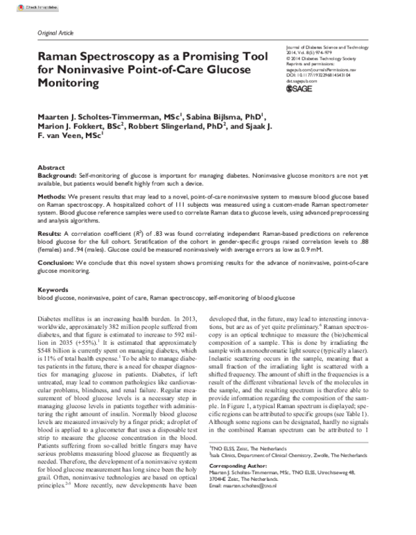 (PDF) Raman spectroscopy as a promising tool for noninvasive point-of ...