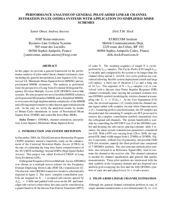 (PDF) Performance analysis of general pilot-aided linear channel ...