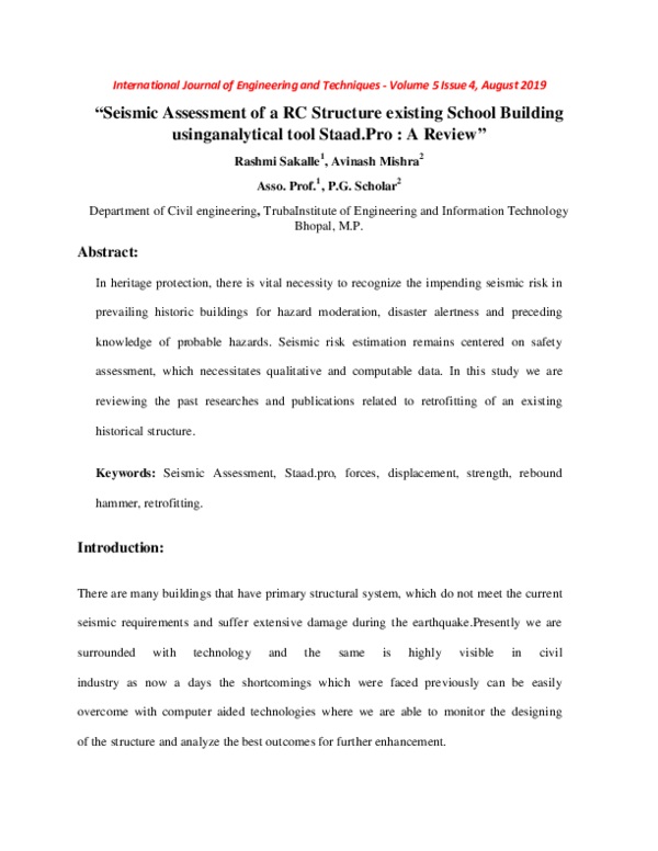 (PDF) “Seismic Assessment of a RC Structure existing School Building ...