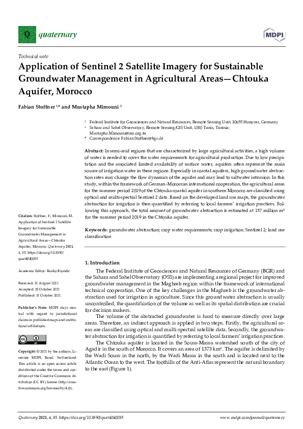 (PDF) Application of Sentinel 2 Satellite Imagery for Sustainable ...