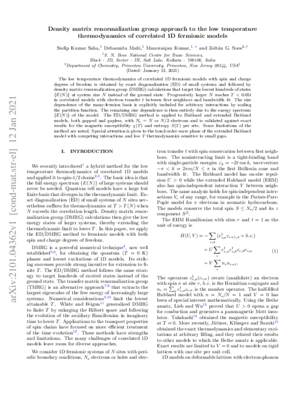 (PDF) Density matrix renormalization group approach to the low ...