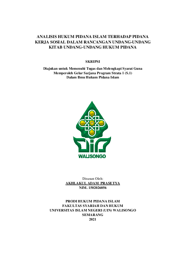 (PDF) Analisis Hukum Pidana Islam terhadap pidana kerja sosial dalam ...
