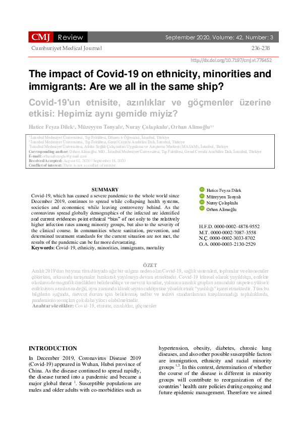 (PDF) The Impact of Covid-19 on Ethnicity, Minorities And Immigrants ...