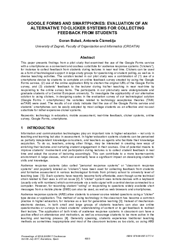 (PDF) Google Forms and Smartphones Evaluation of an Alternative to