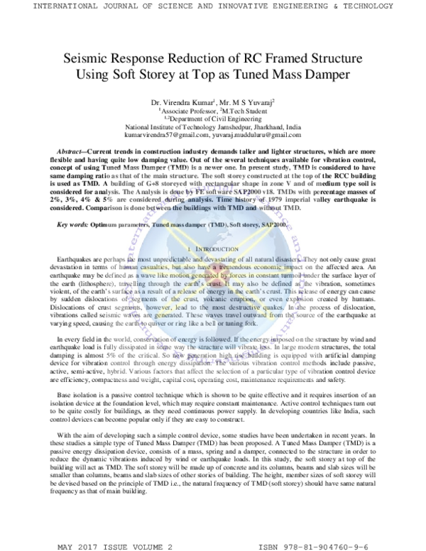(PDF) Seismic Response Reduction of RC Framed Structure Using Soft ...
