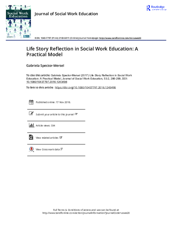 (PDF) Life Story Reflection in Social Work Education: A Practical Model