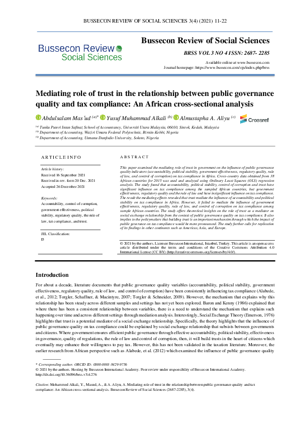 (PDF) Mediating role of trust in the relationship between public ...