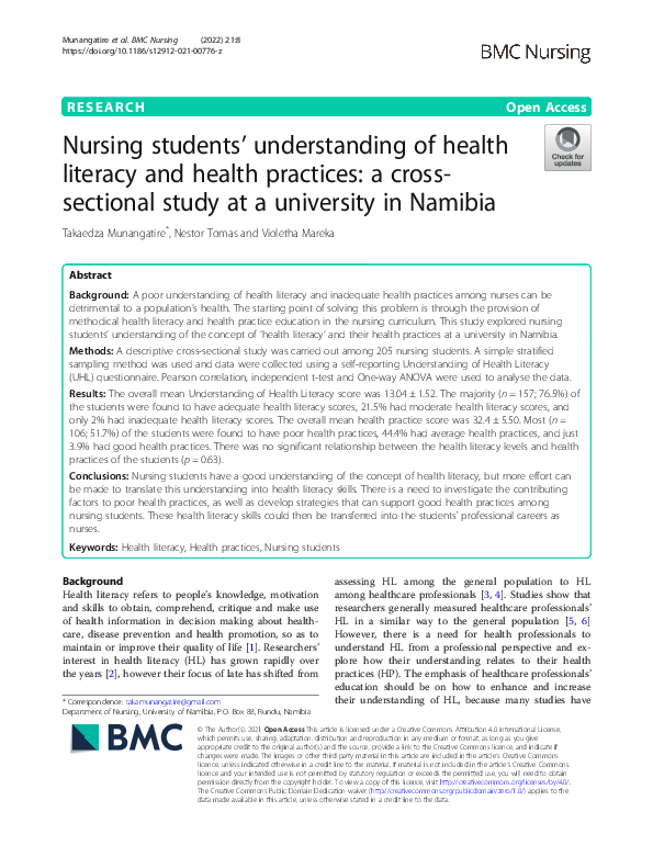 (PDF) Nursing students’ understanding of health literacy and health ...