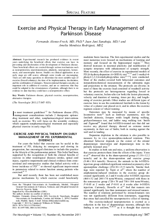 (PDF) Exercise and physical therapy in early management of Parkinson ...
