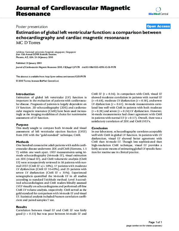 (PDF) Estimation of Global Left Ventricular Function from the Velocity ...
