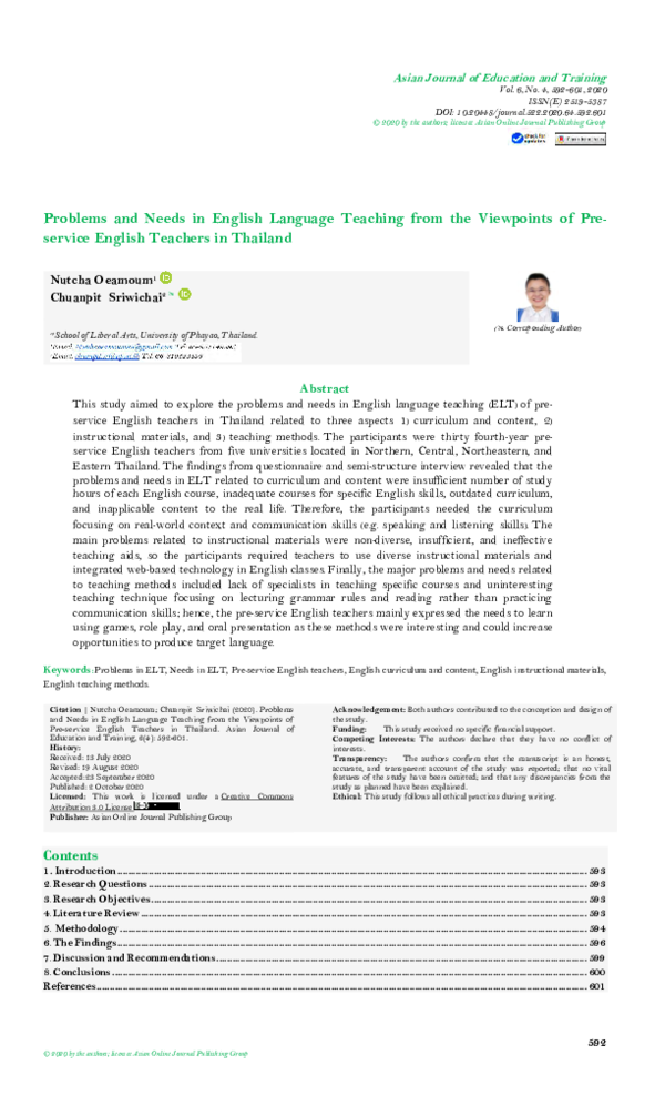 (PDF) Problems and Needs in English Language Teaching from the