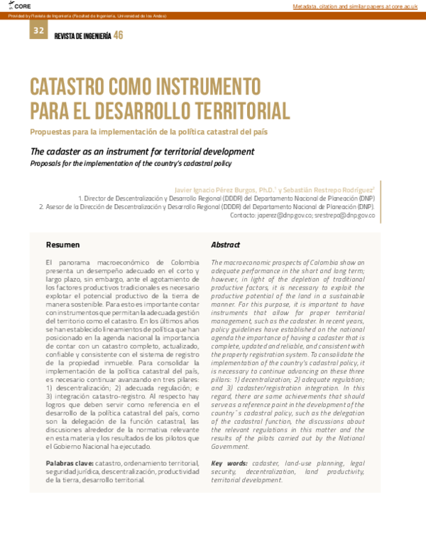 (PDF) Catastro Como Instrumento Para El Desarrollo Territorial | Javier ...