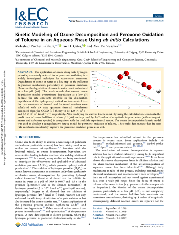 (PDF) Kinetic Modeling of Ozone Decomposition and Peroxone Oxidation of ...