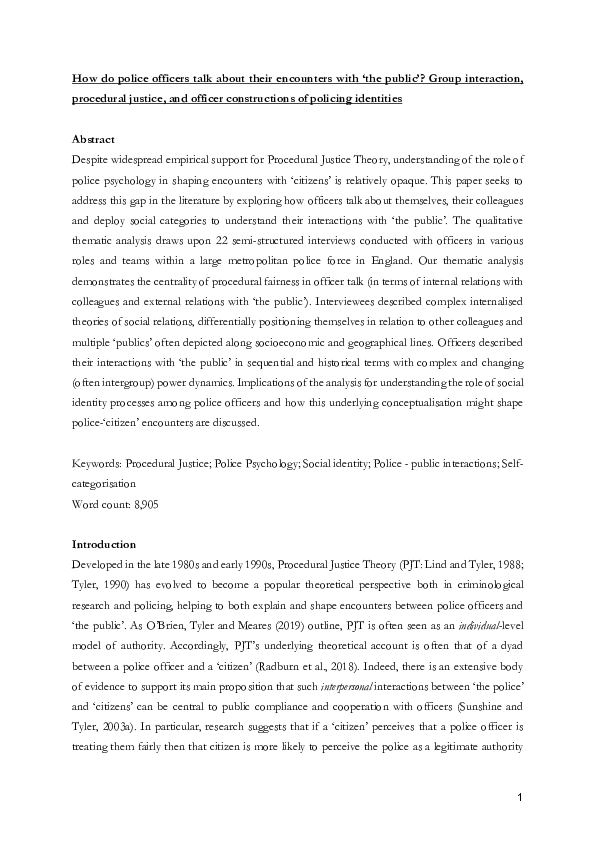 (PDF) How do police officers talk about their encounters with ‘the ...