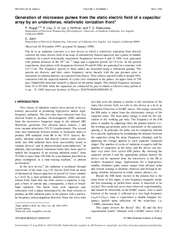(PDF) Generation of microwave pulses from the static electric field of ...