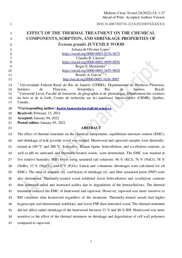 (PDF) Effect of the Thermal Treatment on the Chemical