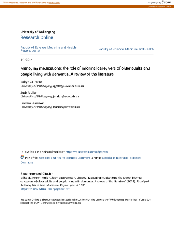 (PDF) Managing medications: the role of informal caregivers of older ...
