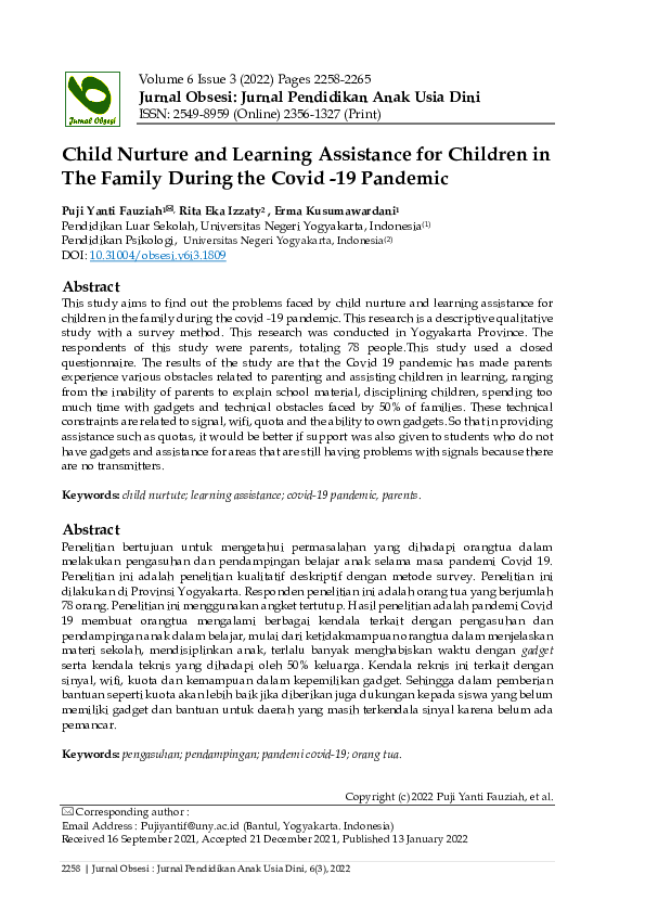 (PDF) Child Nurture and Learning Assistance for Children in The Family ...